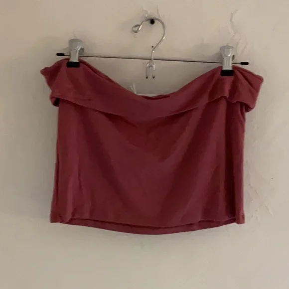 Antistar Fold Over Strapless Tube Top, Size L, Red/Rose, NWT - Picture 2 of 7
